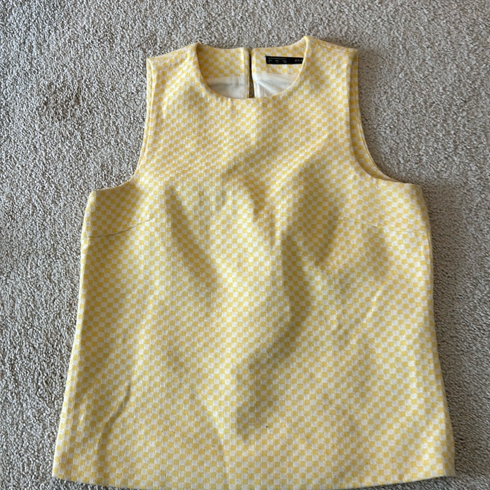 Zara Yellow and White checked top.